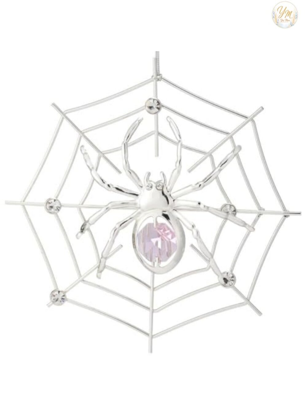 Silver Plated Christmas Tree Spider Ornament with Crystals